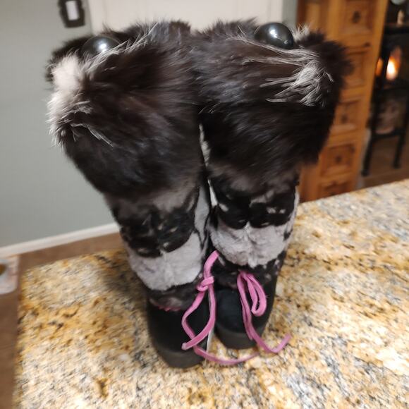 Tecnica Leather Fur Embroidered Boots Mid Calf Multicolor Women's Size US 6.5 - Picture 10 of 15